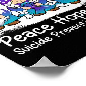 自殺防止支援格言とリボンティール(緑がかった色) ポスター (角)