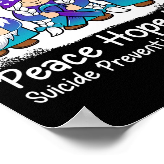 自殺防止支援格言とリボンティール(緑がかった色) ポスター (角)