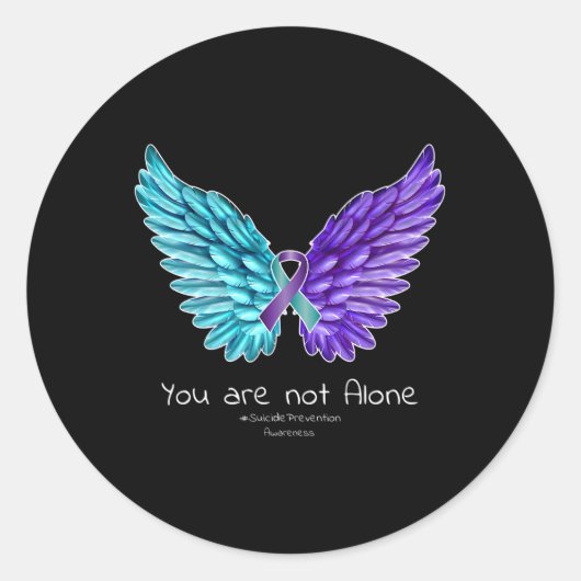 自殺防止翼とリボン自殺意識 ラウンドシール (正面)