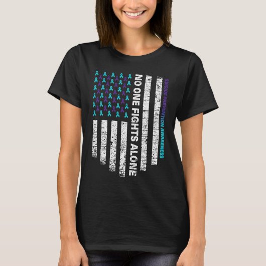 自殺防止認識度ウィークリボンアメリカン Tシャツ (正面)