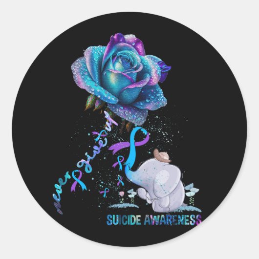 自殺防止認識度ゾウのリボンなし ラウンドシール (正面)