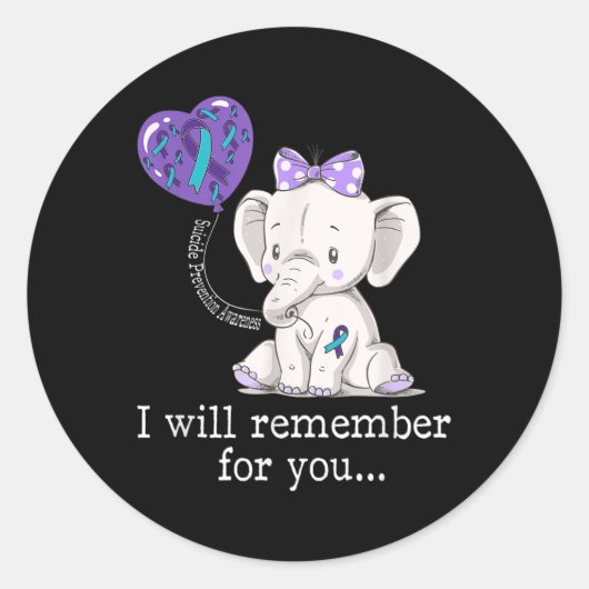 自殺防止認識度ゾウ ラウンドシール (正面)
