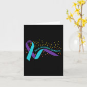 自殺防止認識度ティール（緑がかった色）とパープルリブ カード (黄色い花)