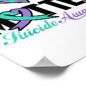 自殺防止認識度ティール（緑がかった色）パープルリボンヨ ポスター (角)