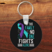 自殺防止認識度ティール(緑がかった色)及び紫リブ キーホルダー (正面)