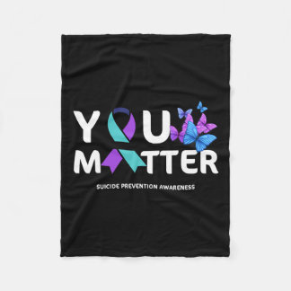自殺防止認識度ティール（緑がかった色）及び紫リブ フリースブランケット
