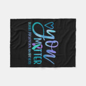 自殺防止認識度ティール（緑がかった色）及び紫リブ フリースブランケット (正面(横))