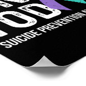 自殺防止認識度ティール(緑がかった色)及び紫リブ ポスター (角)