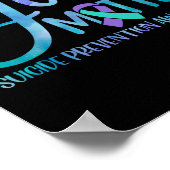 自殺防止認識度ティール（緑がかった色）及び紫リブ ポスター (角)