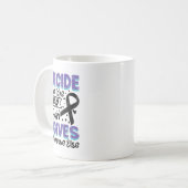 自殺防止認識度ティール（緑がかった色）&amp；紫リブ コーヒーマグカップ (正面左)