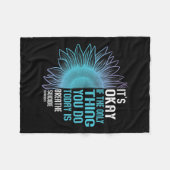 自殺防止認識度パープル及びティール（緑がかった色） フリースブランケット (正面(横))