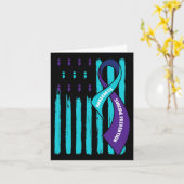 自殺防止認識度パープル及びS用ティール（緑がかった色） カード (黄色い花)