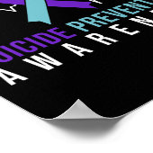 自殺防止認識度ピンク及びティール（緑がかった色）リボン ポスター (角)