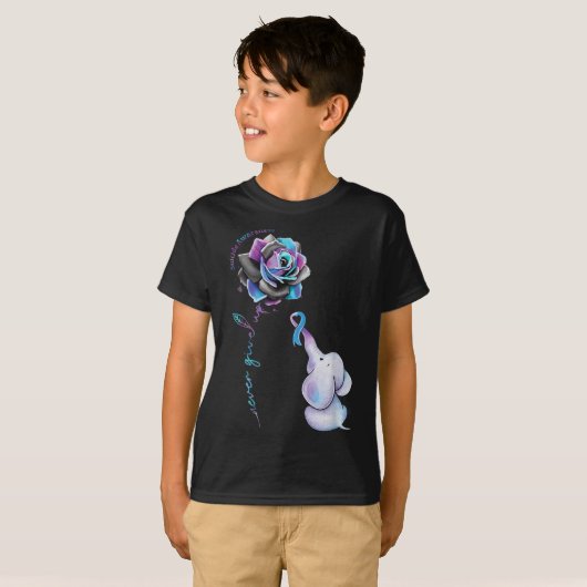 自殺防止認識度フラワーエレファントリブ Tシャツ (正面フル)