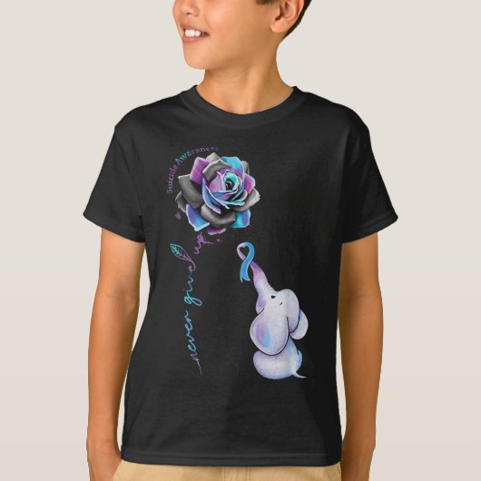 自殺防止認識度フラワーエレファントリブ Tシャツ (正面)