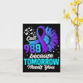 自殺防止認識度メンタルヘルスリボン カード (黄色い花)