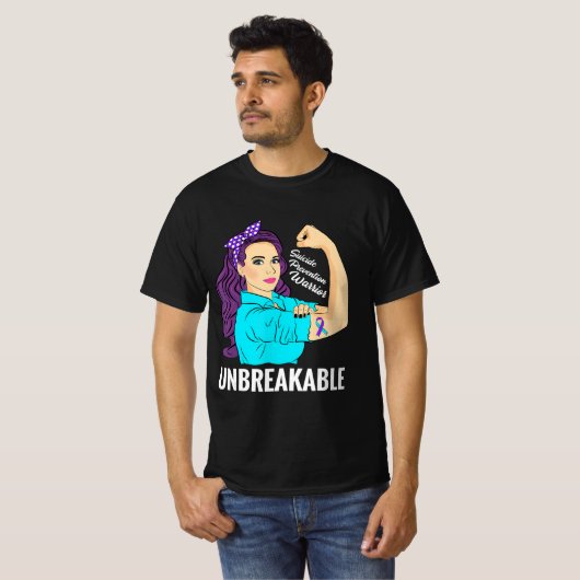 自殺防止認識度メンタルヘルス戦士 Tシャツ (正面フル)