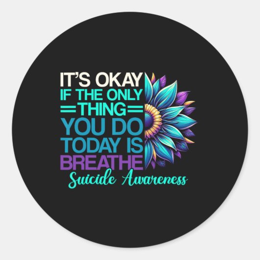 自殺防止認識度リボン精神衛生 ラウンドシール (正面)