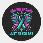 自殺防止認識度リボン精神衛生 ラウンドシール (正面)