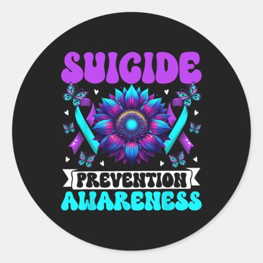 自殺防止認識度リボン精神衛生 ラウンドシール (正面)