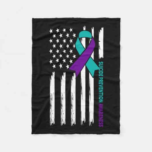 自殺防止認識度月アメリカFl フリースブランケット (正面)