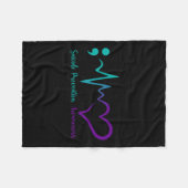 自殺防止認識度月セミコロンハート フリースブランケット (正面(横))