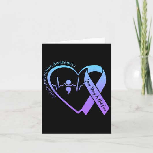 自殺防止認識度月ティール(緑がかった色)と紫 カード (正面)