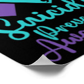 自殺防止認識度月ティール(緑がかった色)パープルスマ ポスター (角)