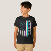 自殺防止認識度月米国アメリカ国旗 Tシャツ (正面フル)