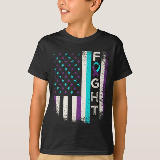 自殺防止認識度月米国アメリカ国旗 Tシャツ (正面)