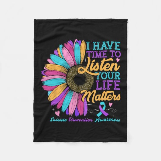 自殺防止認識度私は時間がある聞 フリースブランケット (正面)