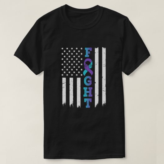 自殺防止認識度米国旗の遠近 Tシャツ (デザイン正面)