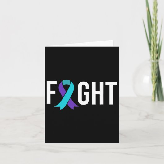 自殺防止認識度紫ティール（緑がかった色）リボン カード (正面)