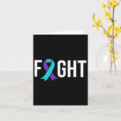 自殺防止認識度紫ティール（緑がかった色）リボン カード (黄色い花)