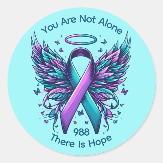 自殺防止認識度終了スティグマ988希望 ラウンドシール (正面)