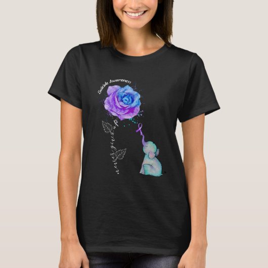 自殺防止認識度花象 Tシャツ (正面)