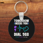 自殺防止988明日は精神的なHが必要 キーホルダー (正面)