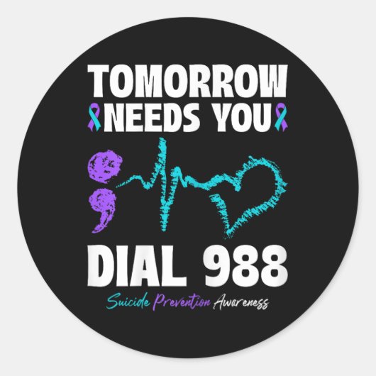 自殺防止988明日は精神的なHが必要 ラウンドシール (正面)