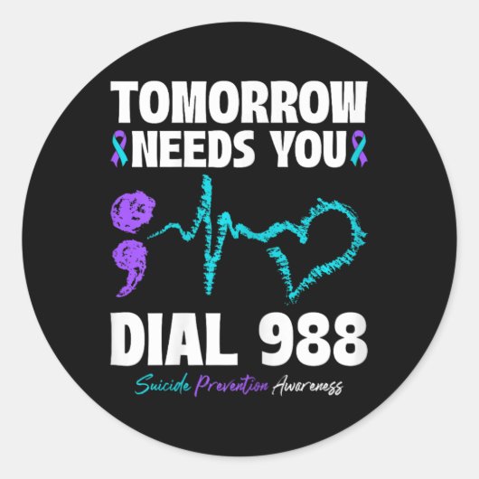 自殺防止988明日は精神的なHが必要 ラウンドシール (正面)