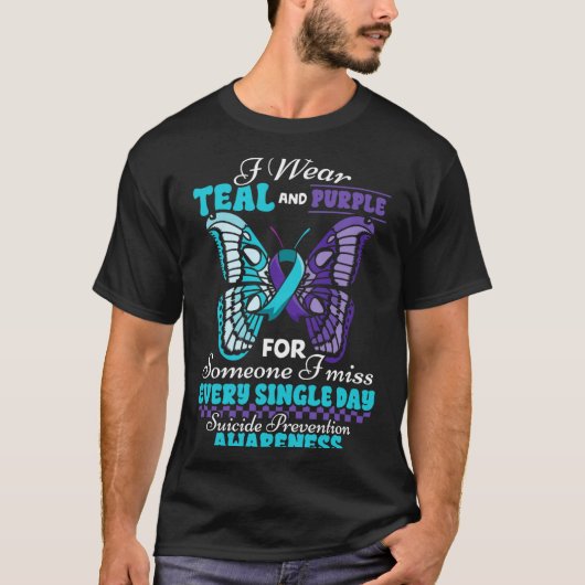 自殺防止 ティールパープル 思い出す人 Tシャツ (正面)