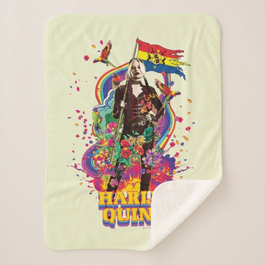 自殺隊 |ハーレークインフラワーズ&レインボー シェルパブランケット (正面)