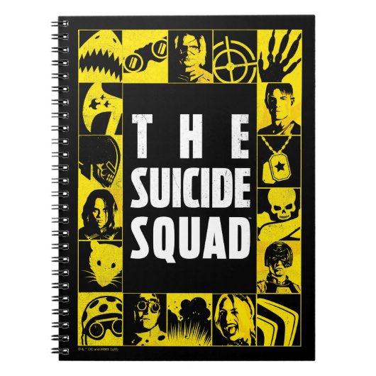 自殺隊 |黄色と黒のアイコンブロック ノートブック (正面)