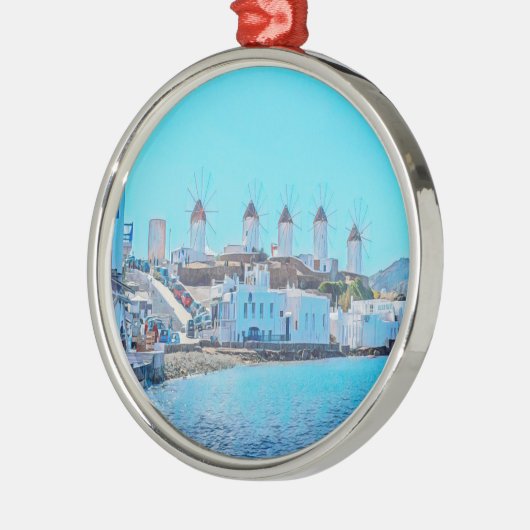 自民党のミコノス風車の海から見る –  メタルオーナメント (左)