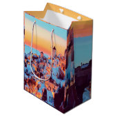 自民党サントリーニさん-パノラマ-夜- ミディアムペーパーバッグ (正面アングル)