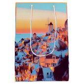 自民党サントリーニさん-パノラマ-夜- ミディアムペーパーバッグ (裏面)