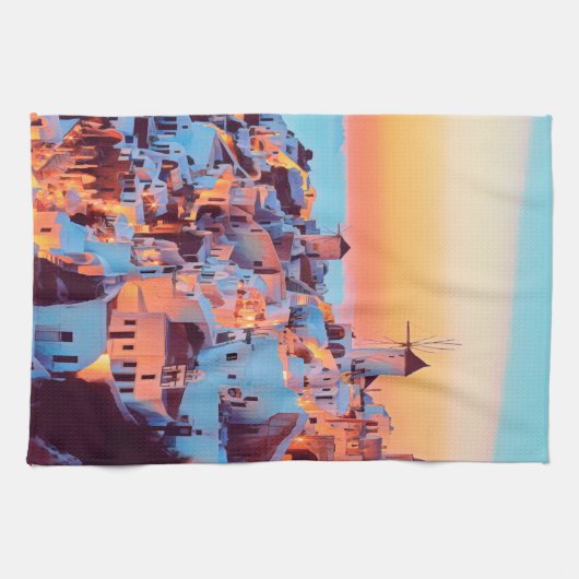 自民党サントリーニ – パノラマ – by nigth キッチンタオル (横)