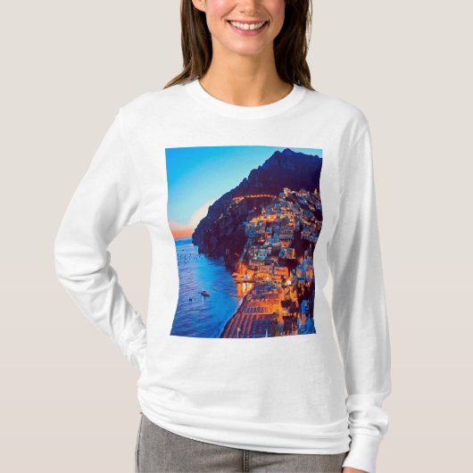 自民党ポジターノアマルフィコースト – サンセット撮影ホテル Tシャツ (正面)