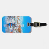 自民党マイコノス魚釣りボート-港-パノラマ ラゲッジタグ (正面横)