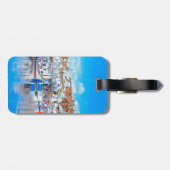 自民党マイコノス魚釣りボート-港-パノラマ ラゲッジタグ (裏面横)