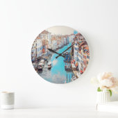 自民党ヴェネツィア – リアルトからグランドカナルの景色 ラージ壁時計 (ホーム)